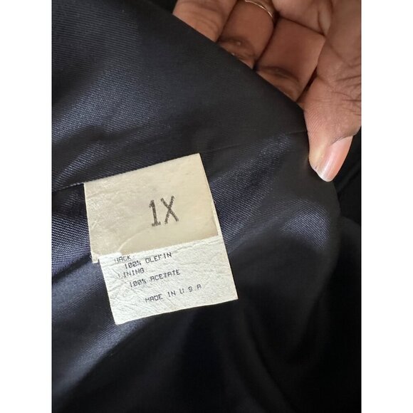 Scandinavian Faux Fur Coat Oversized Grey Striped Fox Mob wife Trim Sz 1X 90s - Picture 7 of 14